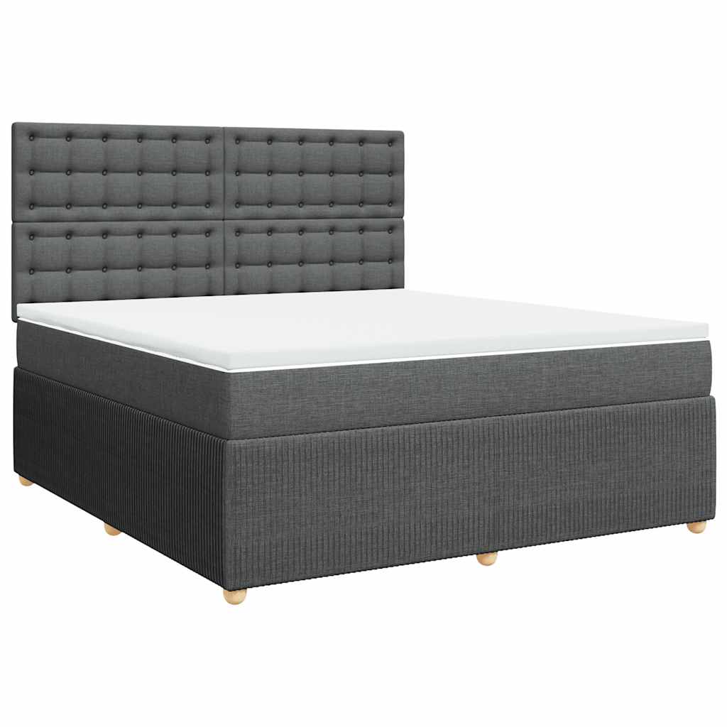 Κρεβάτι Boxspring με Στρώμα Σκούρο Γκρι 180x200 εκ Υφασμάτιν - Pakobazaar