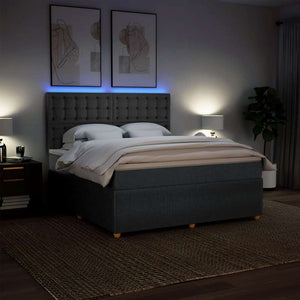 Κρεβάτι Boxspring με Στρώμα Σκούρο Γκρι 180x200 εκ Υφασμάτιν - Pakobazaar