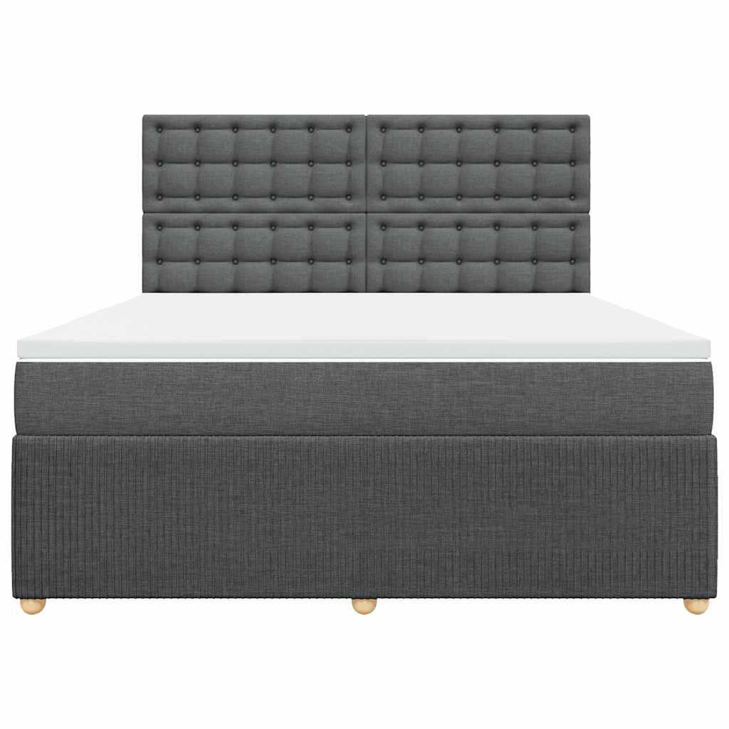 Κρεβάτι Boxspring με Στρώμα Σκούρο Γκρι 180x200 εκ Υφασμάτιν - Pakobazaar