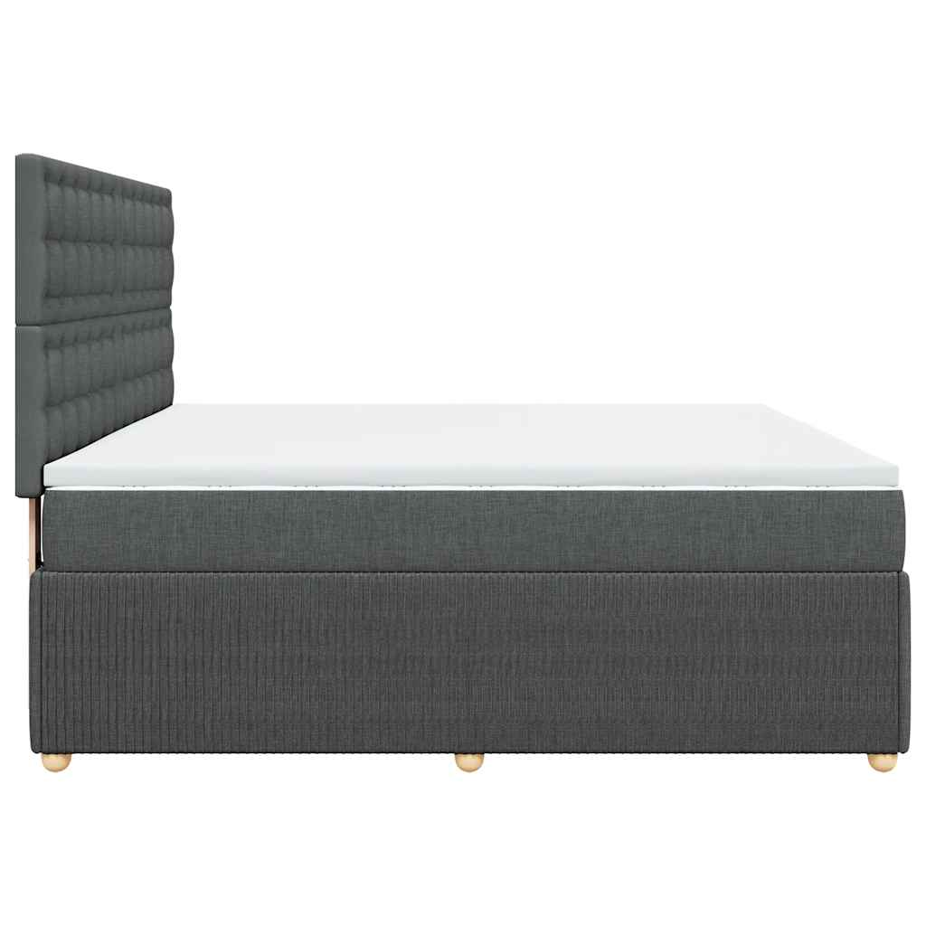 Κρεβάτι Boxspring με Στρώμα Σκούρο Γκρι 180x200 εκ Υφασμάτιν - Pakobazaar