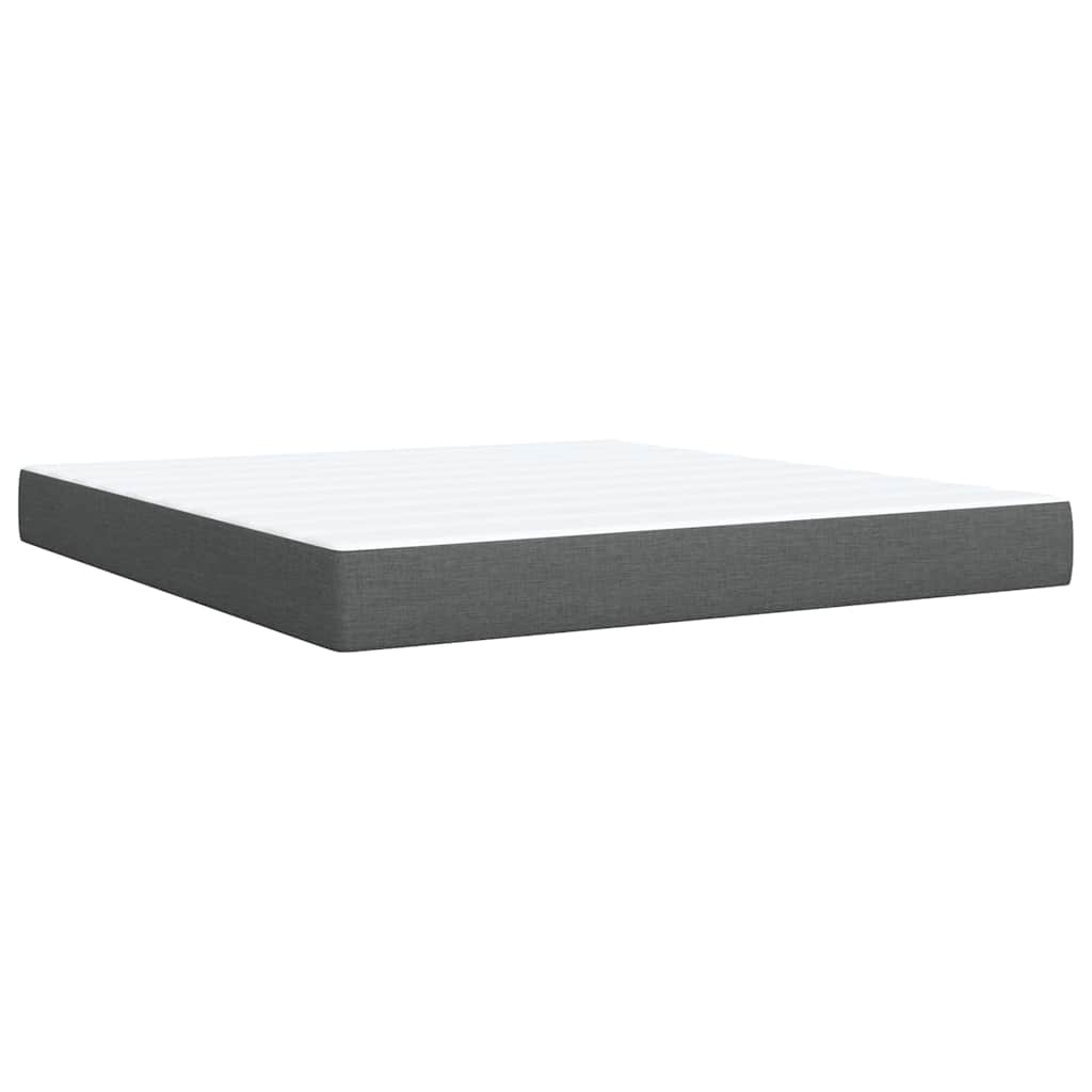 Κρεβάτι Boxspring με Στρώμα Σκούρο Γκρι 180x200 εκ Υφασμάτιν - Pakobazaar
