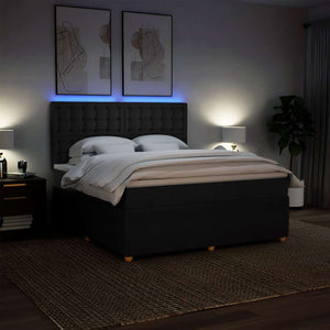 Κρεβάτι Boxspring με Στρώμα Μαύρο 180x200 εκ. Υφασμάτινο - Pakobazaar