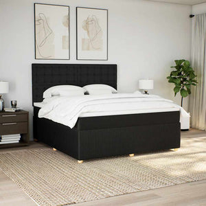 Κρεβάτι Boxspring με Στρώμα Μαύρο 180x200 εκ. Υφασμάτινο - Pakobazaar