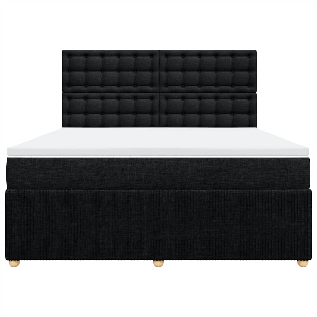 Κρεβάτι Boxspring με Στρώμα Μαύρο 180x200 εκ. Υφασμάτινο - Pakobazaar