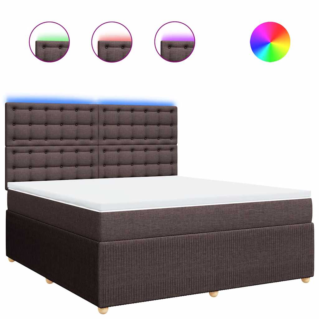 Κρεβάτι Boxspring με Στρώμα Σκούρο Καφέ 180x200 εκ Υφασμάτινο - Pakobazaar