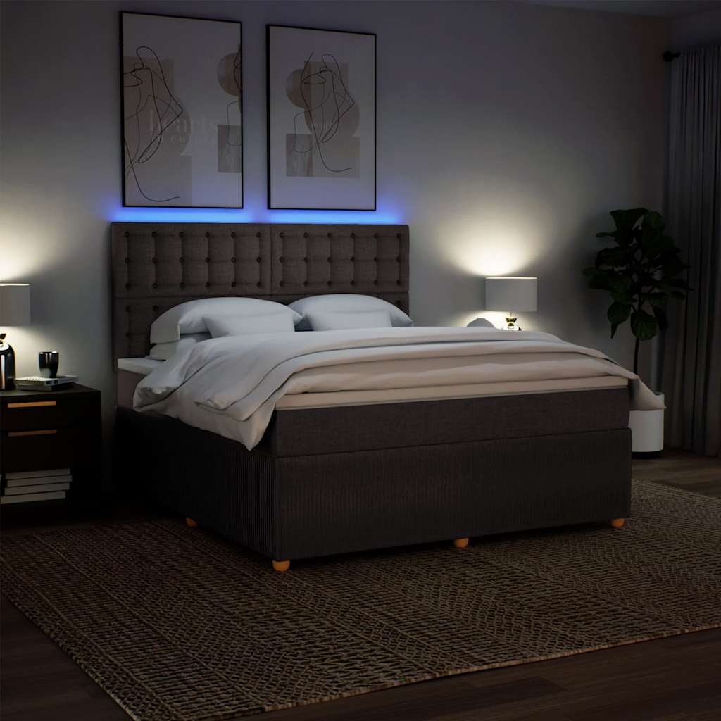 Κρεβάτι Boxspring με Στρώμα Σκούρο Καφέ 180x200 εκ Υφασμάτινο - Pakobazaar