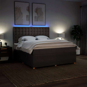 Κρεβάτι Boxspring με Στρώμα Σκούρο Καφέ 180x200 εκ Υφασμάτινο - Pakobazaar