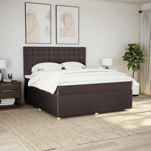 Κρεβάτι Boxspring με Στρώμα Σκούρο Καφέ 180x200 εκ Υφασμάτινο - Pakobazaar