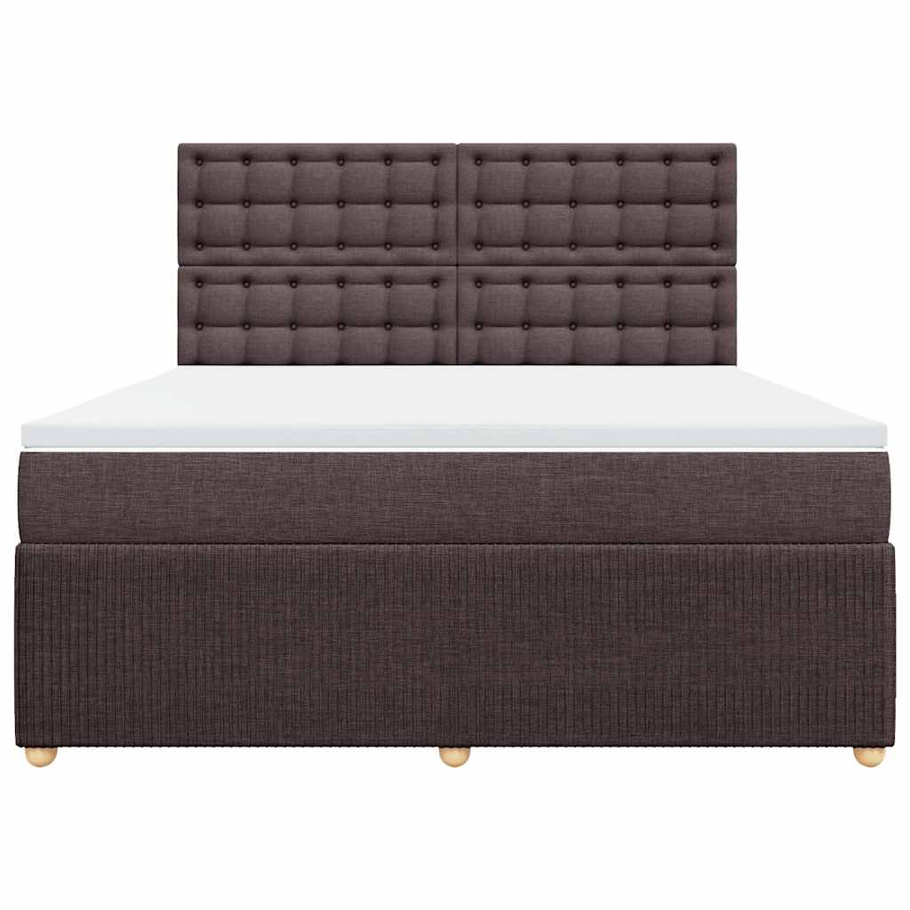 Κρεβάτι Boxspring με Στρώμα Σκούρο Καφέ 180x200 εκ Υφασμάτινο - Pakobazaar