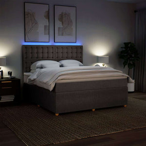 Κρεβάτι Boxspring με Στρώμα Taupe 180x200 εκ. Υφασμάτινο - Pakobazaar