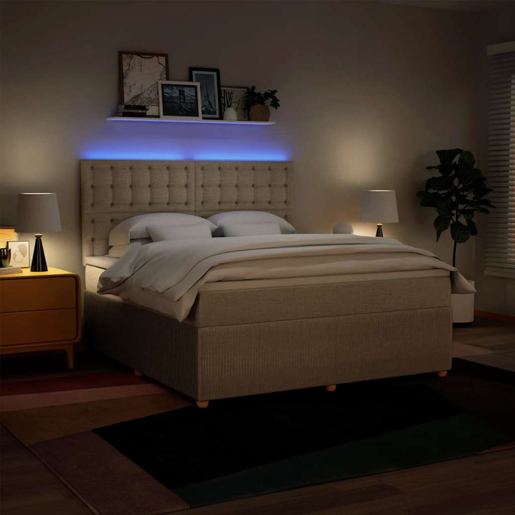 Κρεβάτι Boxspring με Στρώμα Κρεμ 180x200 εκ. Υφασμάτινο - Pakobazaar