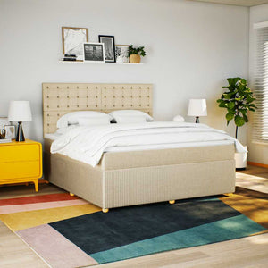 Κρεβάτι Boxspring με Στρώμα Κρεμ 180x200 εκ. Υφασμάτινο - Pakobazaar