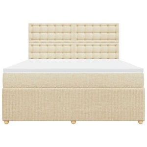 Κρεβάτι Boxspring με Στρώμα Κρεμ 180x200 εκ. Υφασμάτινο - Pakobazaar
