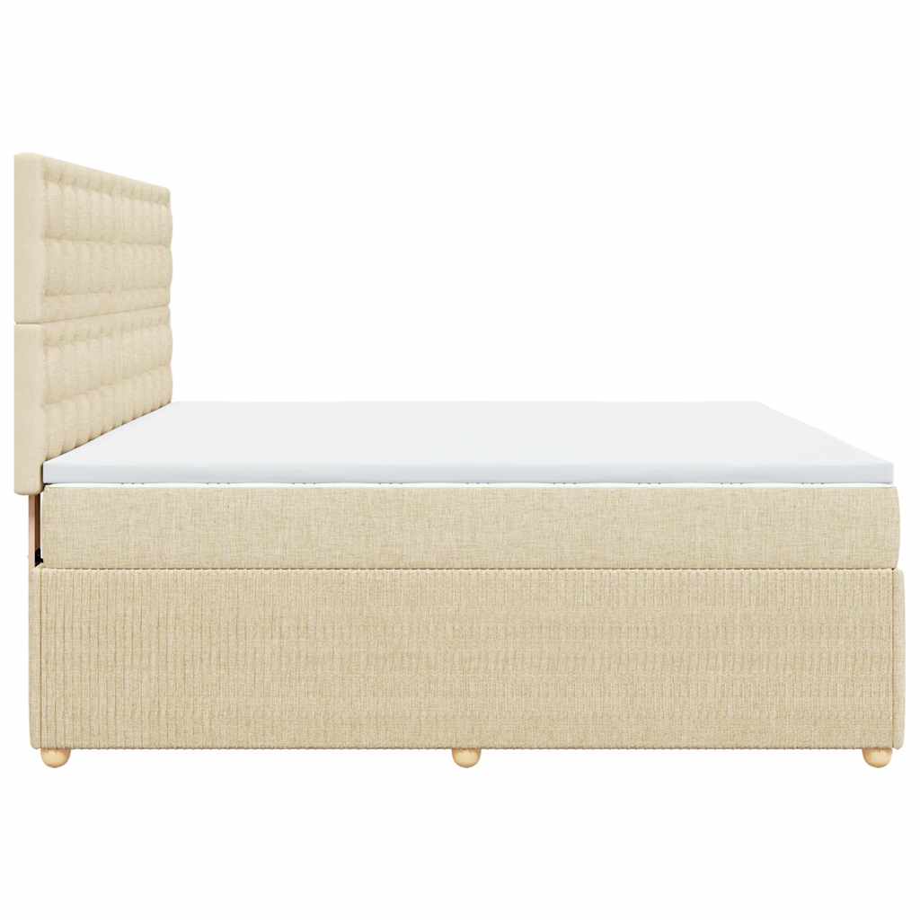 Κρεβάτι Boxspring με Στρώμα Κρεμ 180x200 εκ. Υφασμάτινο - Pakobazaar