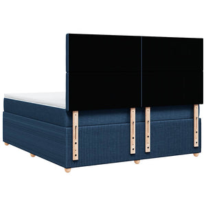 Κρεβάτι Boxspring με Στρώμα Μπλε 180x200 εκ. Υφασμάτινο - Pakobazaar