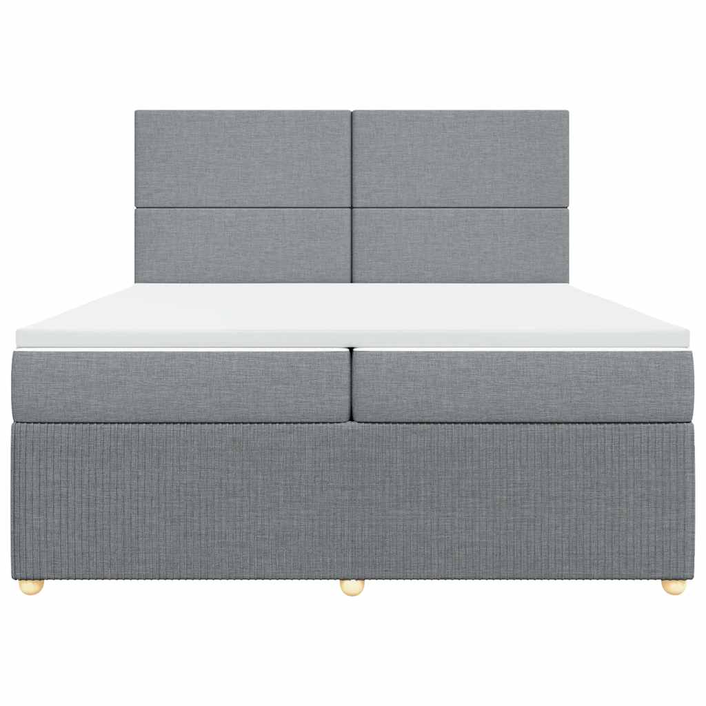 Κρεβάτι Boxspring με Στρώμα Ανοιχτό Γκρι 200x200 εκ. Υφασμάτινο - Pakobazaar