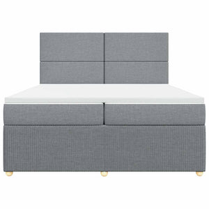 Κρεβάτι Boxspring με Στρώμα Ανοιχτό Γκρι 200x200 εκ. Υφασμάτινο - Pakobazaar