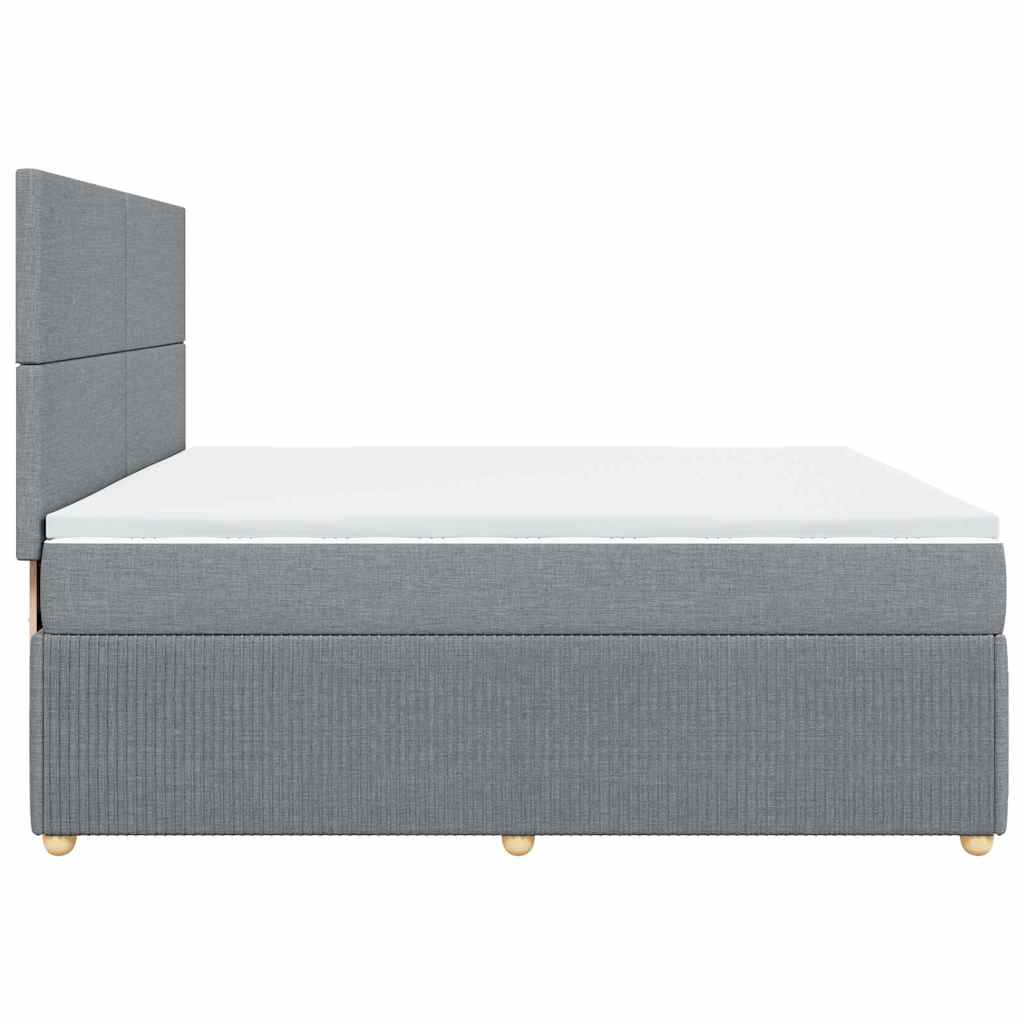 Κρεβάτι Boxspring με Στρώμα Ανοιχτό Γκρι 200x200 εκ. Υφασμάτινο - Pakobazaar