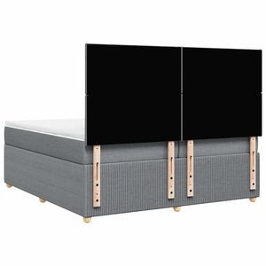 Κρεβάτι Boxspring με Στρώμα Ανοιχτό Γκρι 200x200 εκ. Υφασμάτινο - Pakobazaar
