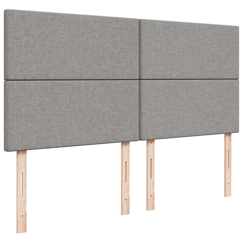 Κρεβάτι Boxspring με Στρώμα Ανοιχτό Γκρι 200x200 εκ. Υφασμάτινο - Pakobazaar