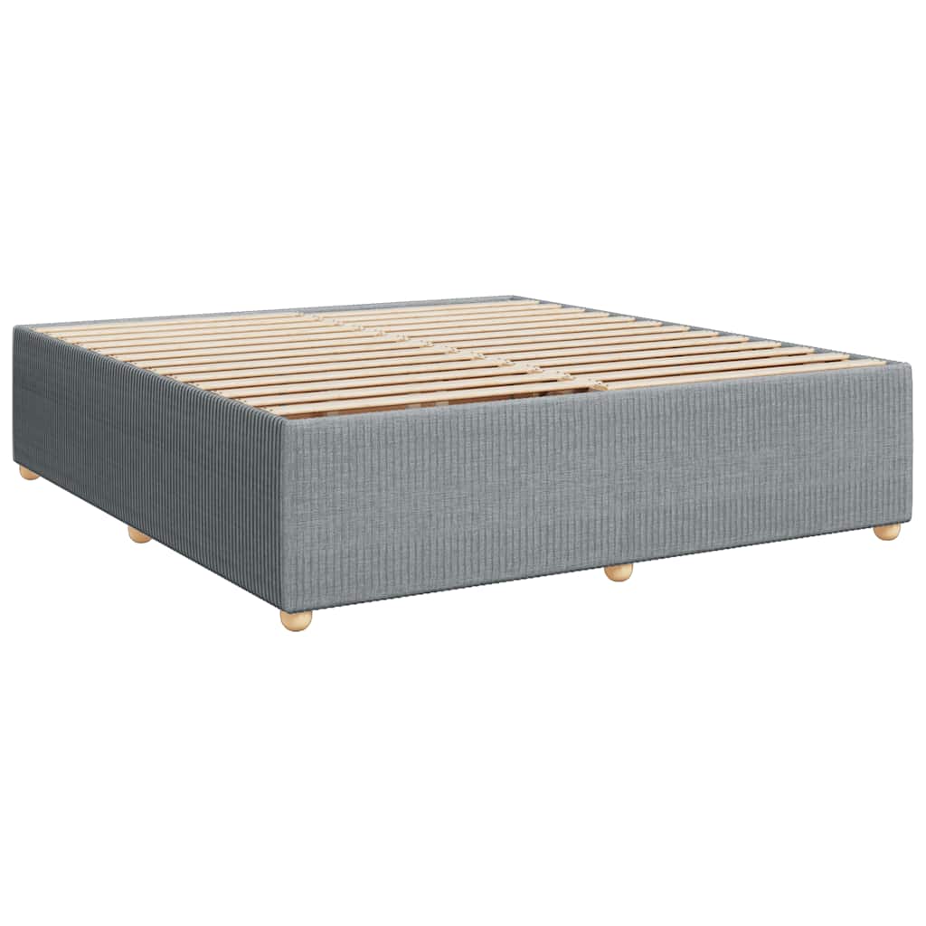 Κρεβάτι Boxspring με Στρώμα Ανοιχτό Γκρι 200x200 εκ. Υφασμάτινο - Pakobazaar