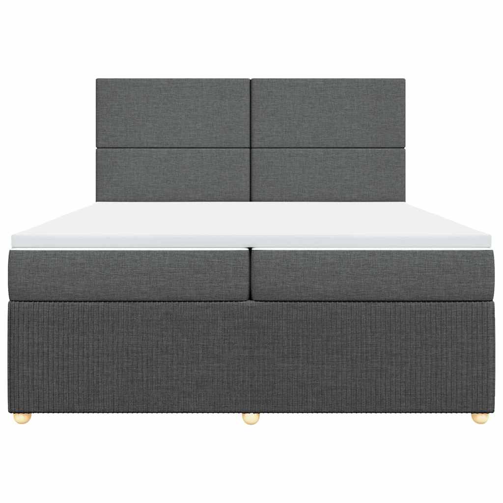 Κρεβάτι Boxspring με Στρώμα Σκούρο Γκρι 200x200 εκ. Υφασμάτινο