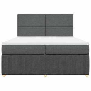 Κρεβάτι Boxspring με Στρώμα Σκούρο Γκρι 200x200 εκ. Υφασμάτινο