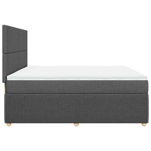 Κρεβάτι Boxspring με Στρώμα Σκούρο Γκρι 200x200 εκ. Υφασμάτινο