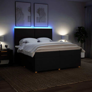 Κρεβάτι Boxspring με Στρώμα Μαύρο 200x200 εκ. Υφασμάτινο - Pakobazaar