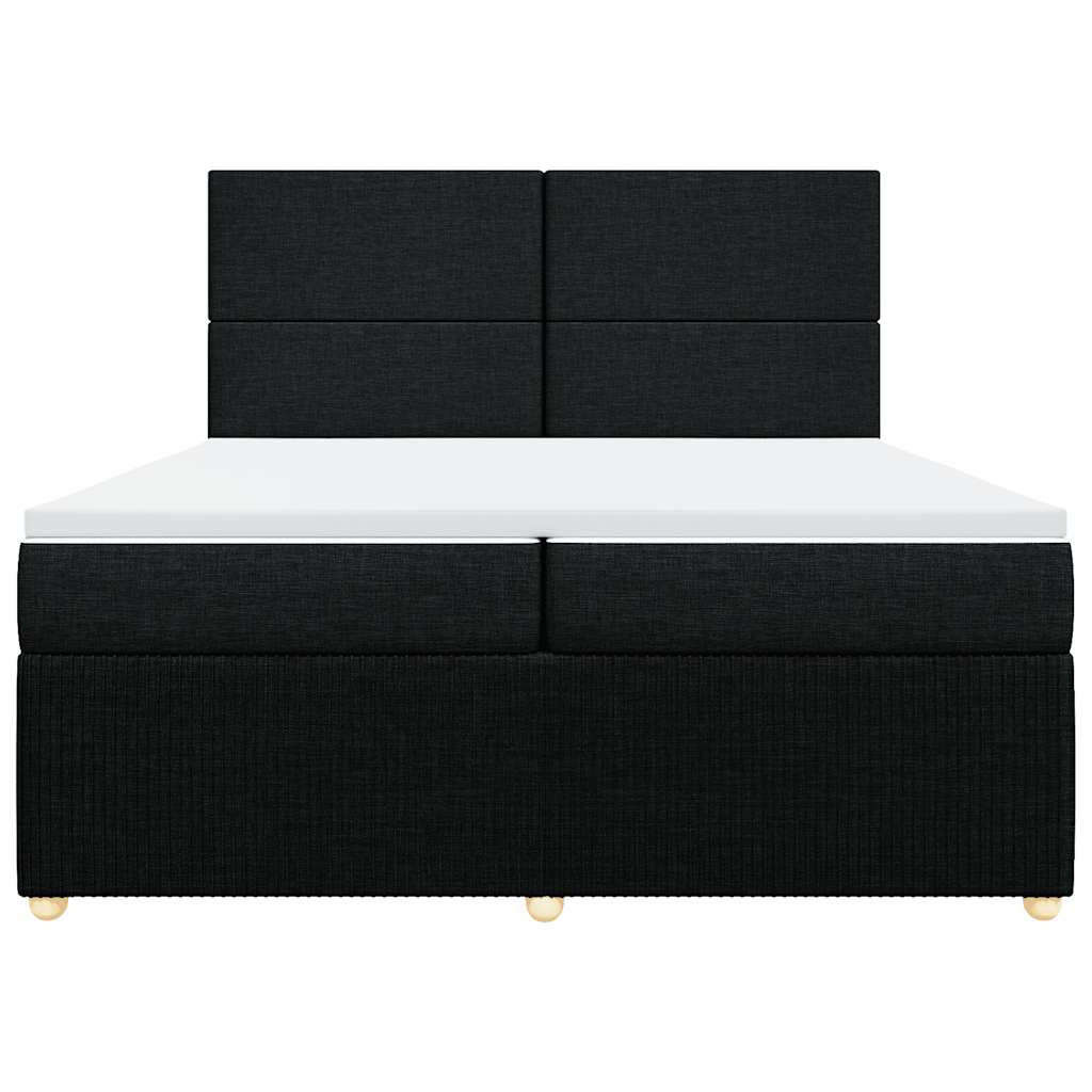 Κρεβάτι Boxspring με Στρώμα Μαύρο 200x200 εκ. Υφασμάτινο - Pakobazaar