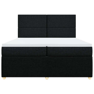 Κρεβάτι Boxspring με Στρώμα Μαύρο 200x200 εκ. Υφασμάτινο - Pakobazaar