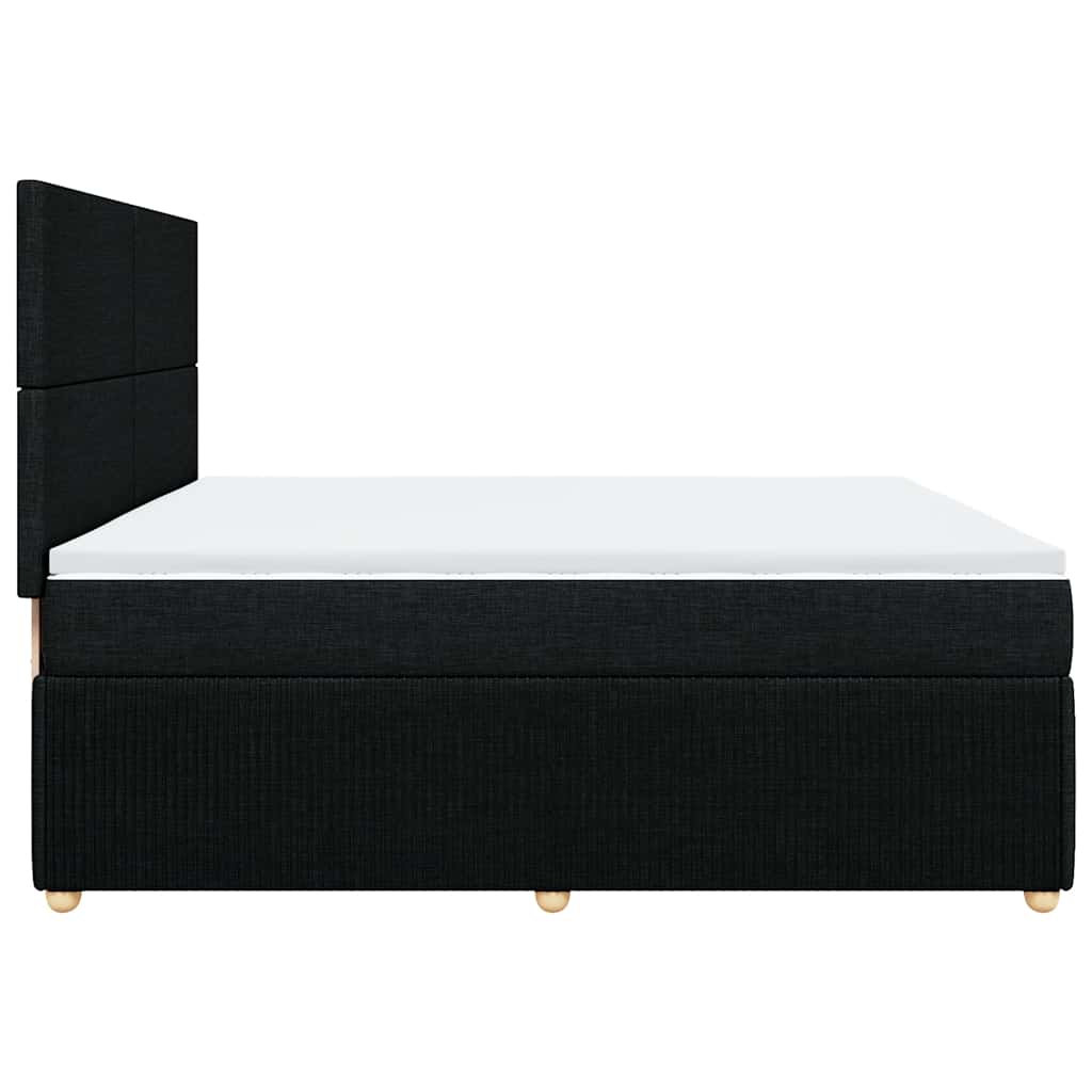Κρεβάτι Boxspring με Στρώμα Μαύρο 200x200 εκ. Υφασμάτινο - Pakobazaar