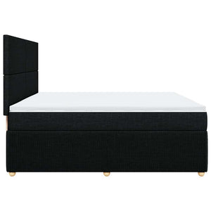 Κρεβάτι Boxspring με Στρώμα Μαύρο 200x200 εκ. Υφασμάτινο - Pakobazaar