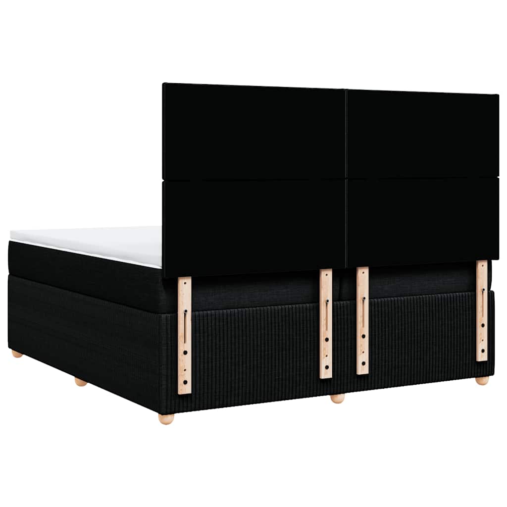 Κρεβάτι Boxspring με Στρώμα Μαύρο 200x200 εκ. Υφασμάτινο - Pakobazaar