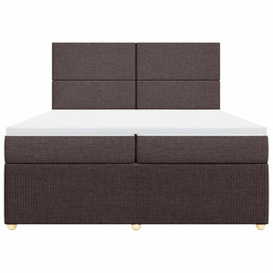 Κρεβάτι Boxspring με Στρώμα Σκούρο Καφέ 200x200 εκ. Υφασμάτινο - Pakobazaar
