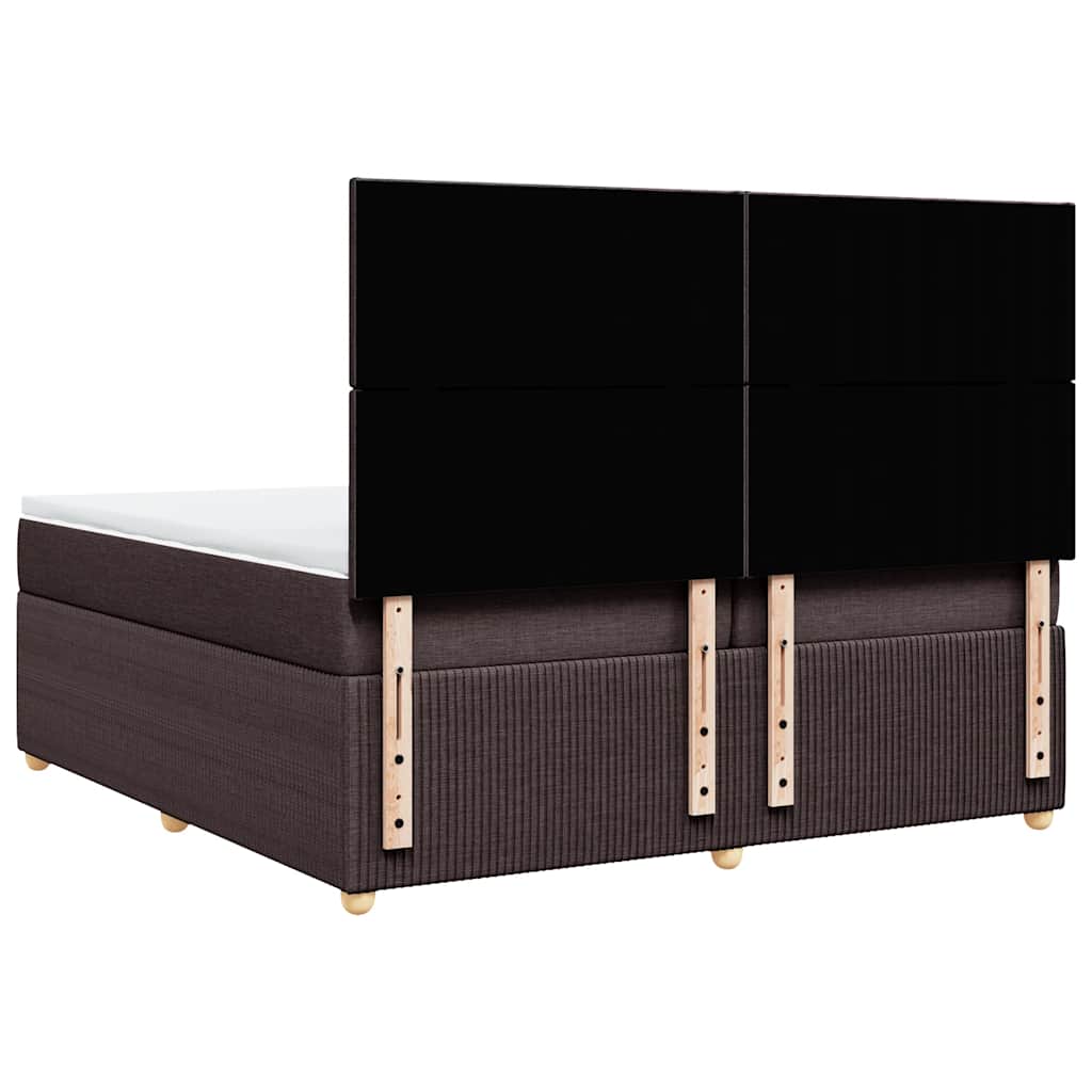 Κρεβάτι Boxspring με Στρώμα Σκούρο Καφέ 200x200 εκ. Υφασμάτινο - Pakobazaar