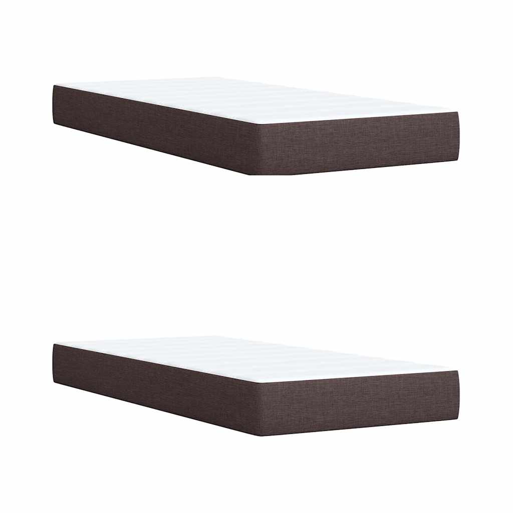 Κρεβάτι Boxspring με Στρώμα Σκούρο Καφέ 200x200 εκ. Υφασμάτινο - Pakobazaar