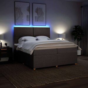 Κρεβάτι Boxspring με Στρώμα Taupe 200x200 εκ. Υφασμάτινο - Pakobazaar