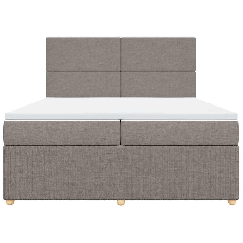 Κρεβάτι Boxspring με Στρώμα Taupe 200x200 εκ. Υφασμάτινο - Pakobazaar