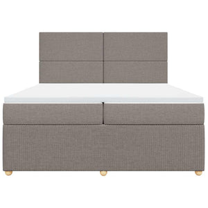 Κρεβάτι Boxspring με Στρώμα Taupe 200x200 εκ. Υφασμάτινο - Pakobazaar