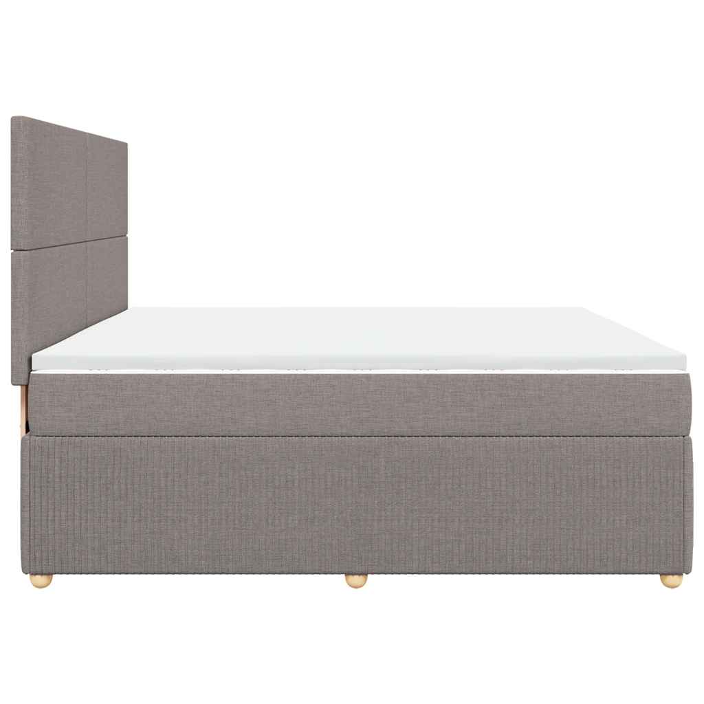Κρεβάτι Boxspring με Στρώμα Taupe 200x200 εκ. Υφασμάτινο - Pakobazaar