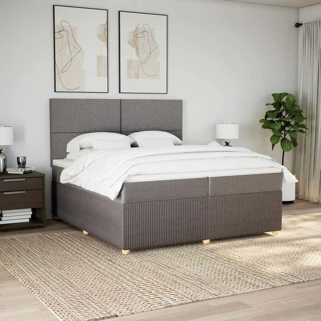 Κρεβάτι Boxspring με Στρώμα Taupe 200x200 εκ. Υφασμάτινο - Pakobazaar