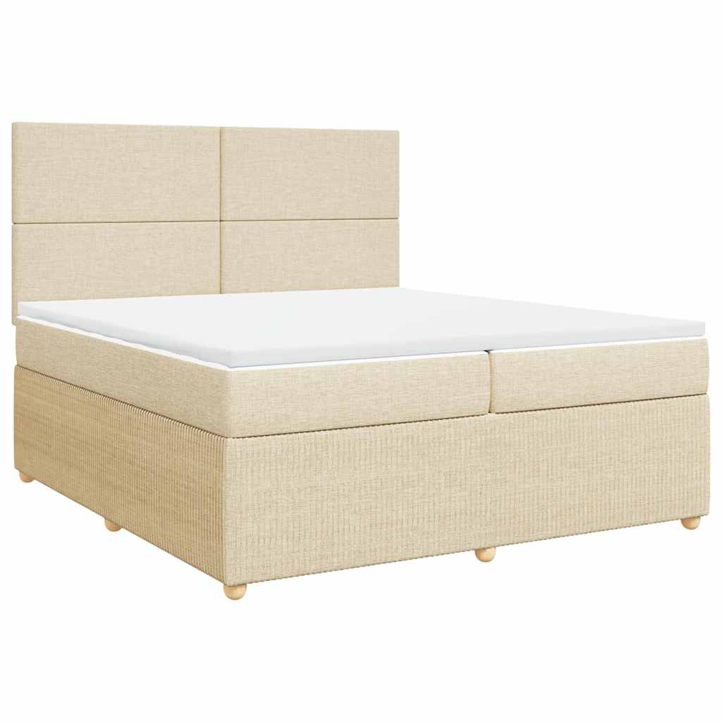 Κρεβάτι Boxspring με Στρώμα Κρεμ 200x200 εκ. Υφασμάτινο