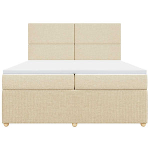 Κρεβάτι Boxspring με Στρώμα Κρεμ 200x200 εκ. Υφασμάτινο