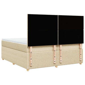 Κρεβάτι Boxspring με Στρώμα Κρεμ 200x200 εκ. Υφασμάτινο