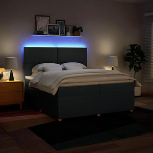 Κρεβάτι Boxspring με Στρώμα Μπλε 200x200 εκ. Υφασμάτινο - Pakobazaar