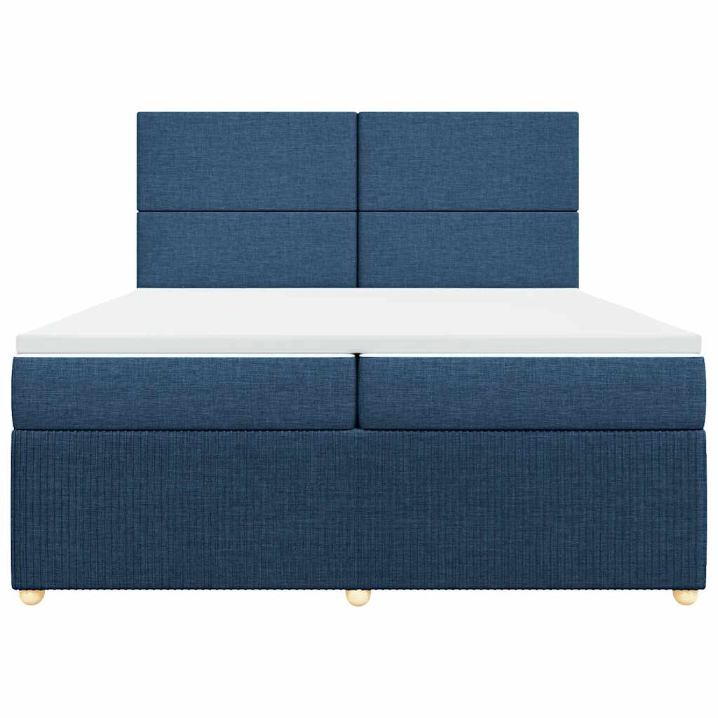 Κρεβάτι Boxspring με Στρώμα Μπλε 200x200 εκ. Υφασμάτινο - Pakobazaar