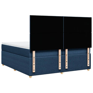 Κρεβάτι Boxspring με Στρώμα Μπλε 200x200 εκ. Υφασμάτινο - Pakobazaar