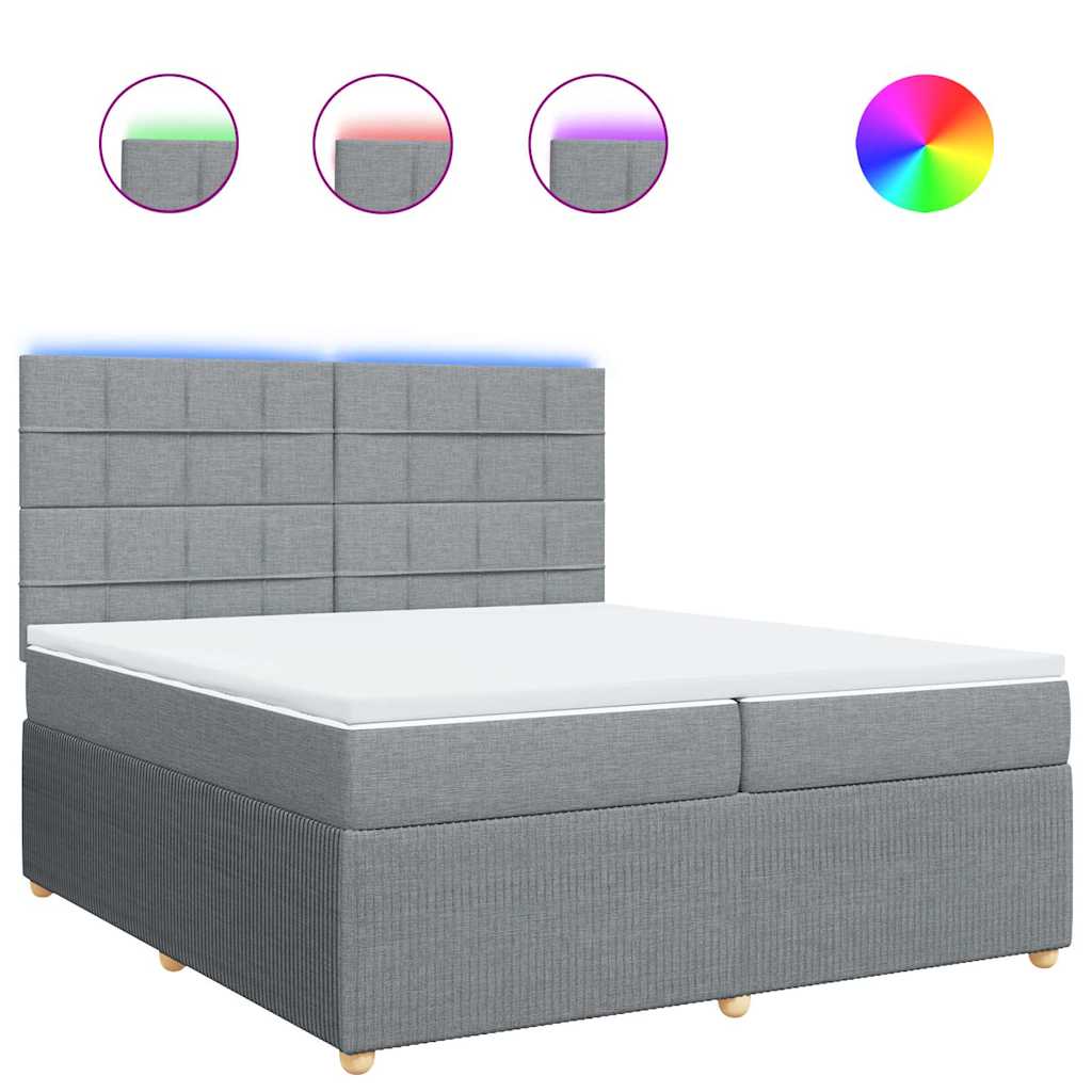 Κρεβάτι Boxspring με Στρώμα Ανοιχτό Γκρι 200x200 εκ. Υφασμάτινο - Pakobazaar