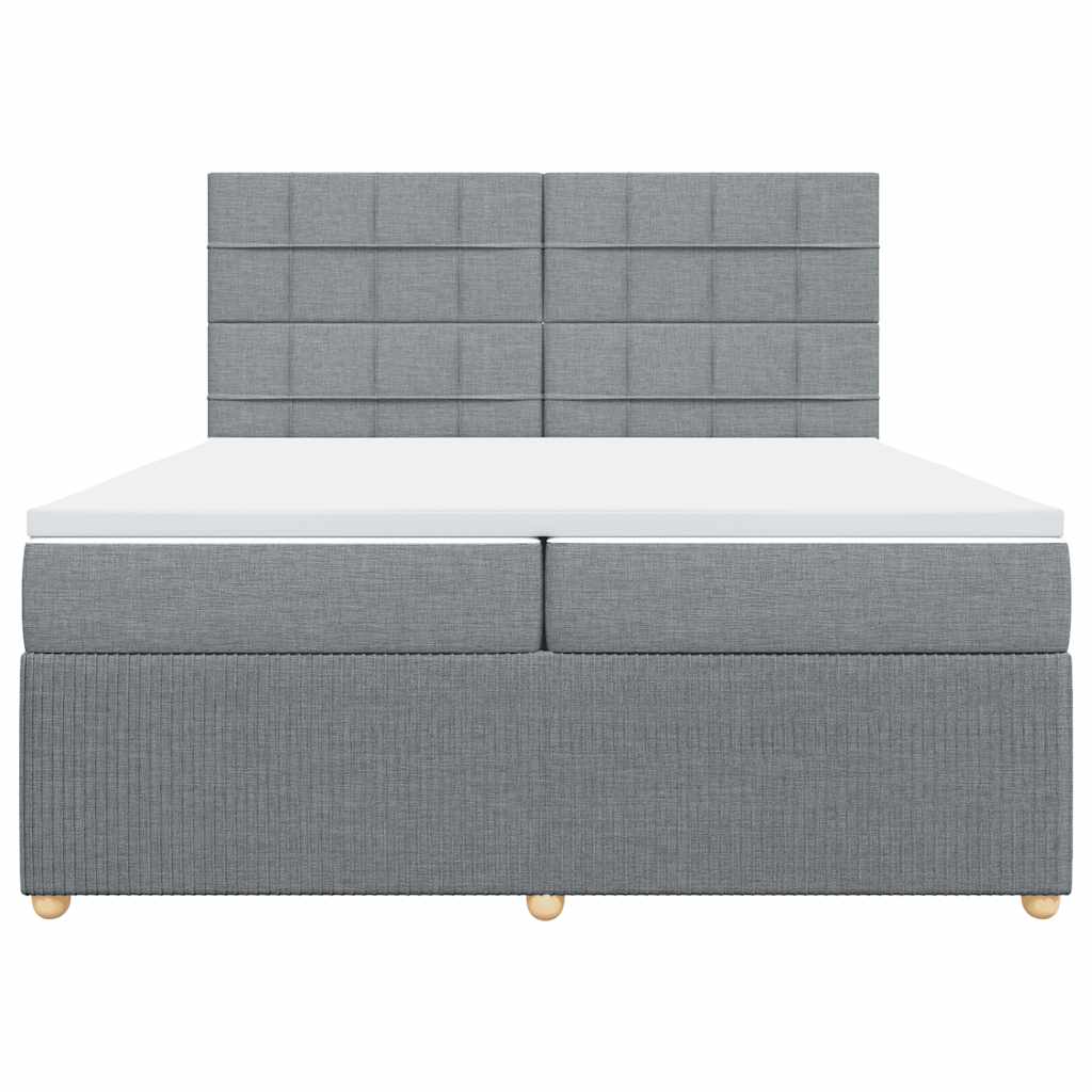 Κρεβάτι Boxspring με Στρώμα Ανοιχτό Γκρι 200x200 εκ. Υφασμάτινο - Pakobazaar